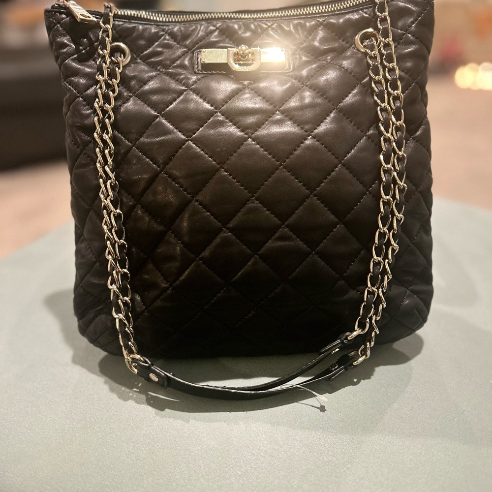DKNY Vintage Y2K 2014-15 Rare Gansevoort quilt black Napa soft lamb leather tote
